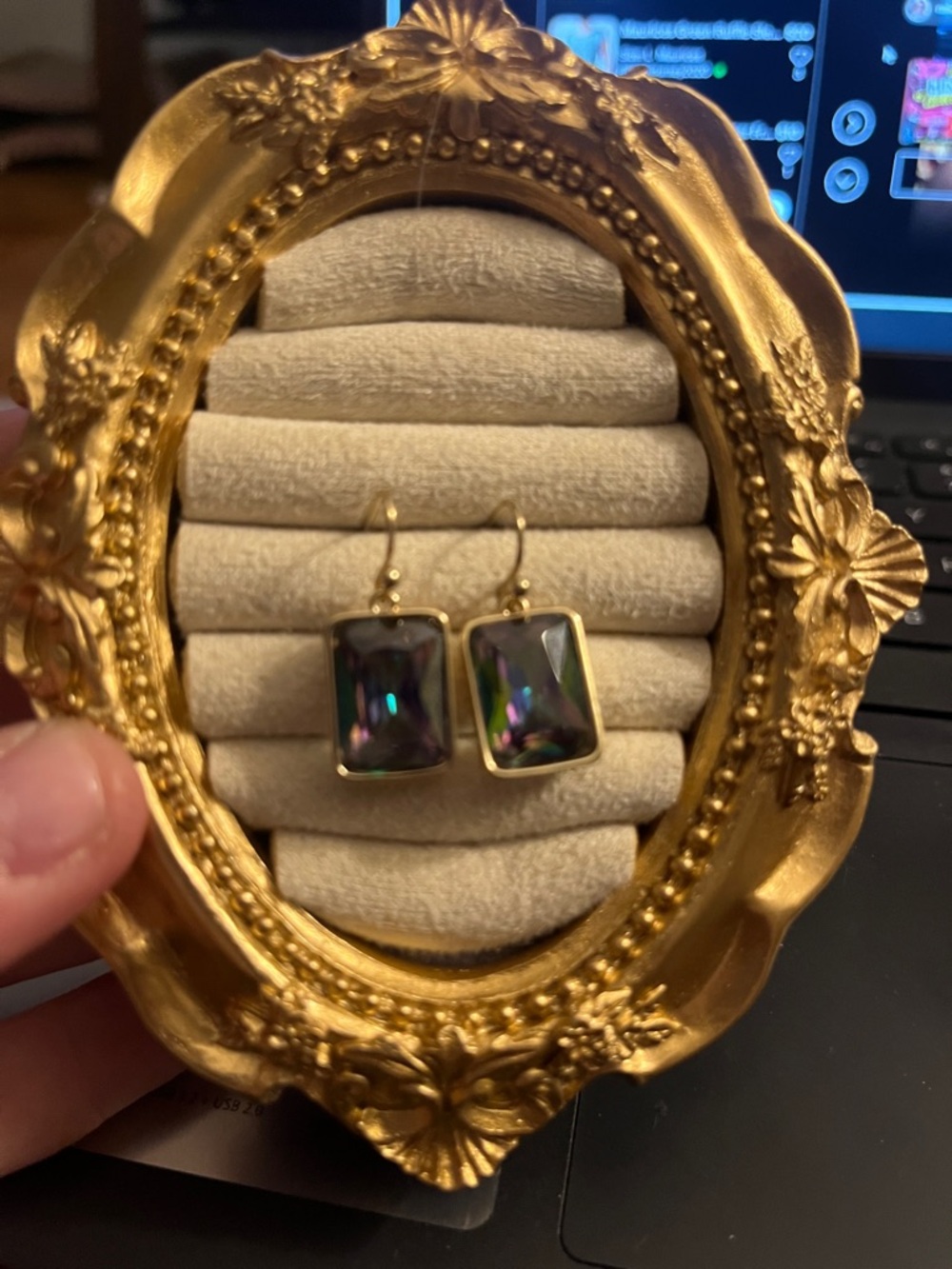 Drop Earrings - Iridescent Green/Blue